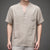 V Neck Short Sleeve Signature Cotton Chinese Shirt Base Shirt