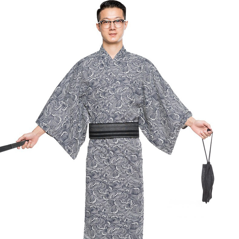Patrón Auspicioso Kimono Japonés Tradicional Con Traje Samurai