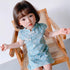 Abito cheongsam per bambini in cotone floreale con collo alla coreana e maniche ad aletta