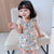 Cap Sleeve Mandarin Collar Floral Cotton Kid's Cheongsam Dress