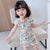 Cheongsam-Kleid für Kinder mit Flügelärmeln und Stehkragen aus Baumwolle