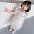 Ruffle Sleeve Cheongsam Top Tulle Bubble Skirt Kid's Dress