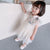 Ruffle Sleeve Cheongsam Top Tulle Bubble Skirt Kid's Dress