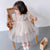 Cheongsam Top Tüll Bubble Rock Kinderkleid mit Rüschenärmeln