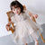 Ruffle Sleeve Cheongsam Top Tulle Bubble Skirt Kid's Dress