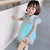 Ruffle Sleeve Cheongsam Top Tulle Bubble Skirt Kid's Dress