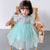 Vestito da bambino con gonna a palloncino in tulle con top in cheongsam con maniche a balze