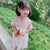 Jupe écrasée à broderie florale Robe chinoise Hanfu pour enfant