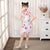 Mandarin Collar Cap Sleeve Girl's Cheongsam Mini Floral Chinese Dress