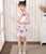 Mandarin Collar Cap Sleeve Girl's Cheongsam Mini Floral Chinese Dress