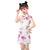 Mini vestido chino floral cheongsam de la muchacha de la manga del casquillo del cuello mandarín