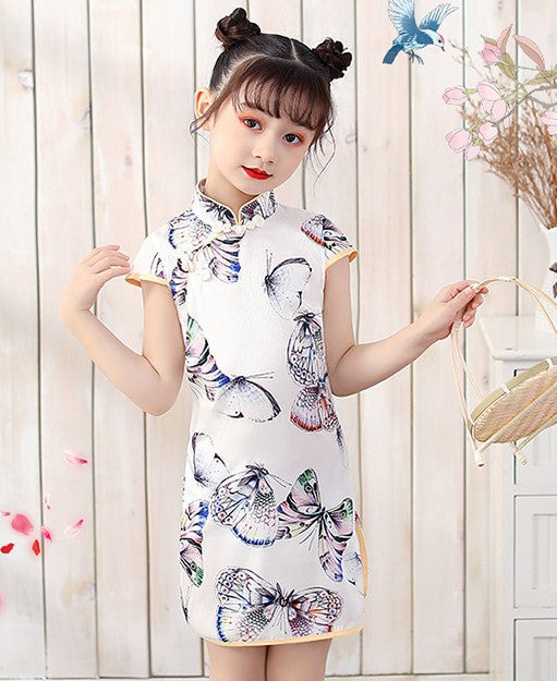 Mini vestido cheongsam de la muchacha de la manga del casquillo – IDREAMMART