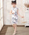 Butterfly Pattern Mandarin Collar Cap Sleeve Girl's Cheongsam Mini Chinese Dress