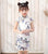 Mini abito cinese Cheongsam da ragazza con motivo a farfalla con colletto alla coreana e maniche ad aletta