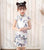 Butterfly Pattern Mandarin Collar Cap Sleeve Girl's Cheongsam Mini Chinese Dress