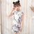 Butterfly Pattern Mandarin Collar Cap Sleeve Girl's Cheongsam Mini Chinese Dress