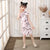 Wintersweet Pattern Mandarin Collar Cap Sleeve Girl's Cheongsam Mini Chinese Dress