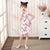 Wintersweet Pattern Mandarin Collar Cap Sleeve Girl's Cheongsam Mini Chinese Dress