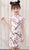 Wintersweet Pattern Mandarin Collar Cap Sleeve Fille Cheongsam Mini Robe Chinoise