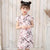 Wintersweet Pattern Mandarin Collar Cap Sleeve Girl's Cheongsam Mini Chinese Dress