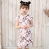Wintersweet Pattern Mandarin Collar Cap Sleeve Girl's Cheongsam Mini Chinese Dress