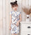 Wintersweet Pattern Mandarin Collar Cap Sleeve Fille Cheongsam Mini Robe Chinoise