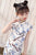 Wintersweet Pattern Mandarin Collar Cap Sleeve Fille Cheongsam Mini Robe Chinoise