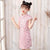 Mandarin Collar Cap Sleeve Girl's Cheongsam Mini Floral Chinese Dress
