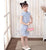 Chinesisches Cheongsam-Minikleid mit Stehkragen und Flügelärmeln für Mädchen