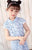 Mandarin Collar Cap Sleeve Girl's Cheongsam Mini Floral Chinese Dress