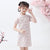 Mandarin Collar Cap Sleeve Girl's Cheongsam Mini Floral Chinese Dress