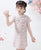 Mini abito cinese floreale cheongsam da ragazza con colletto alla coreana e maniche ad aletta