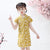 Mini robe chinoise à fleurs Cheongsam à col mandarin et à mancherons