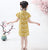 Mini abito cinese floreale cheongsam da ragazza con colletto alla coreana e maniche ad aletta