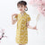Mini robe chinoise à fleurs Cheongsam à col mandarin et à mancherons