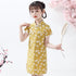 Mandarin Collar Cap Sleeve Girl's Cheongsam Mini Floral Chinese Dress