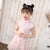 Cap Sleeve Cheongsam Top Pleated Skirt Floral Lace Girl's Chinese Dress