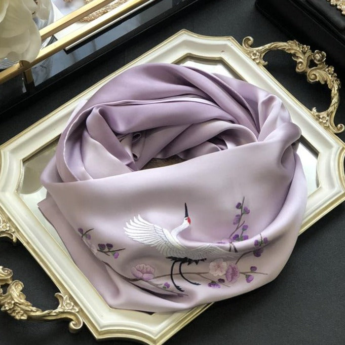 Real Silk Oriental Floral Embroidery Scarf Shawl – IDREAMMART