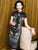Cap Sleeve Knee Length Floral Silk Chinese Dress Traditional Cheongsam