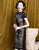 Robe chinoise en soie florale à manches longues et au genou Cheongsam traditionnel