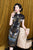 Cap Sleeve Knee Length Floral Silk Chinese Dress Traditional Cheongsam