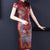 Robe chinoise en soie florale à manches longues et au genou Cheongsam traditionnel