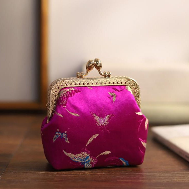Butterfly Pattern Brocade Chinese Purse Wallet