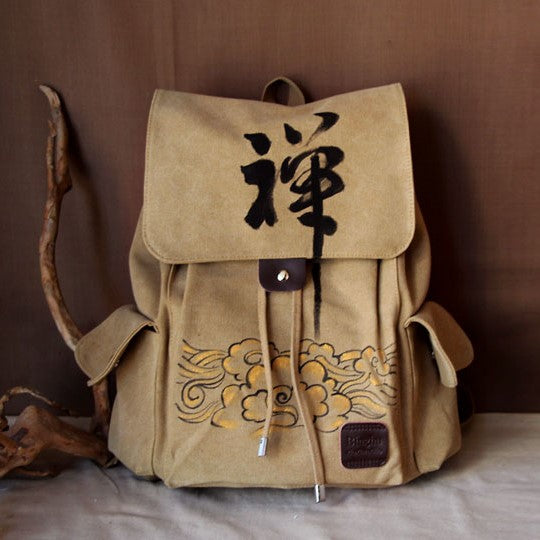 Mochila de lona de estilo chino con tema zen, bolso para portátil de t –  IDREAMMART