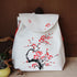 Hand Painted Prune Tree Chinese Style Canvas Backpack Schoolbag with Tassel