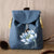Handzeichnung Lotus im chinesischen Stil Canvas Rucksack Schultasche mit Quasten