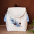 Hand Drawing Feather Chinese Style Canvas Backpack Schoolbag with Tassels