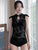 Chinese Style Cheongsam Top Floral Chinlon One-piece Swimsuit