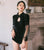Chinese Style Cheongsam Top Chinlon One-piece Swimsuit with Illusion Sleeve