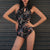 Cheongsam Style Halter Top One-piece Floral Swimsuit